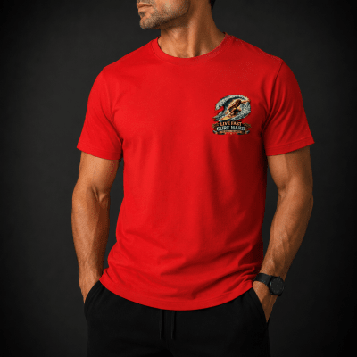POLERA MANGA CORTA ESTAMPADA LIVE HARD SURF HARD ROJA V7002N054