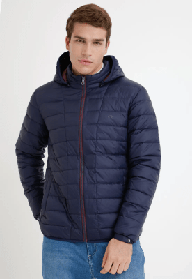 PARKA ACOLCHADA AZUL MARINO DE PLUMA PARA HOMBRE I5000N079