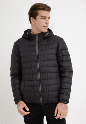 PARKA ACOLCHADA NEGRA DE PLUMA PARA HOMBRE I5000N009