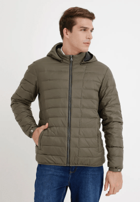 PARKA ACOLCHADA VERDE DE PLUMA PARA HOMBRE I5000N013