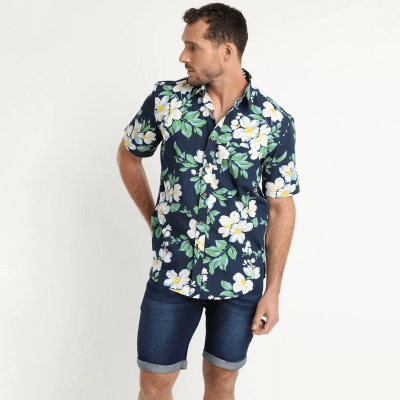 CAMISA GUAYABERA ESTAMPADA V4200N001