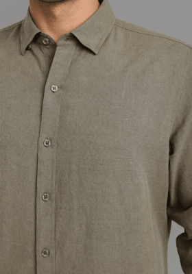 CAMISA MANGA LARGA DE LINO VERDE V7000N012