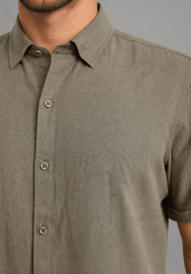 CAMISA MANGA CORTA DE LINO VERDE V7000N012