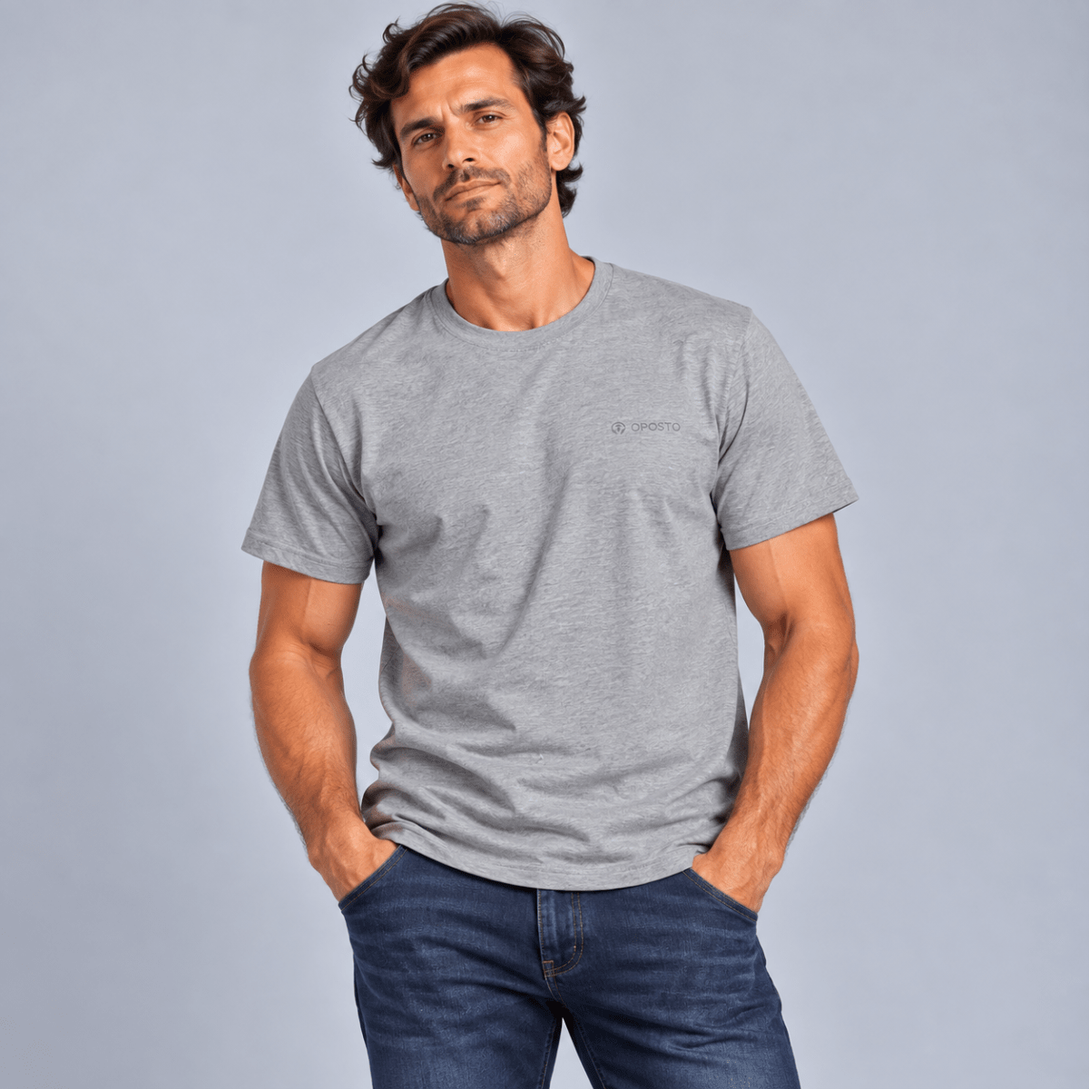 POLERA MANGA CORTA ESTAMPADA BASICA HOMBRE GRIS LI003N0032