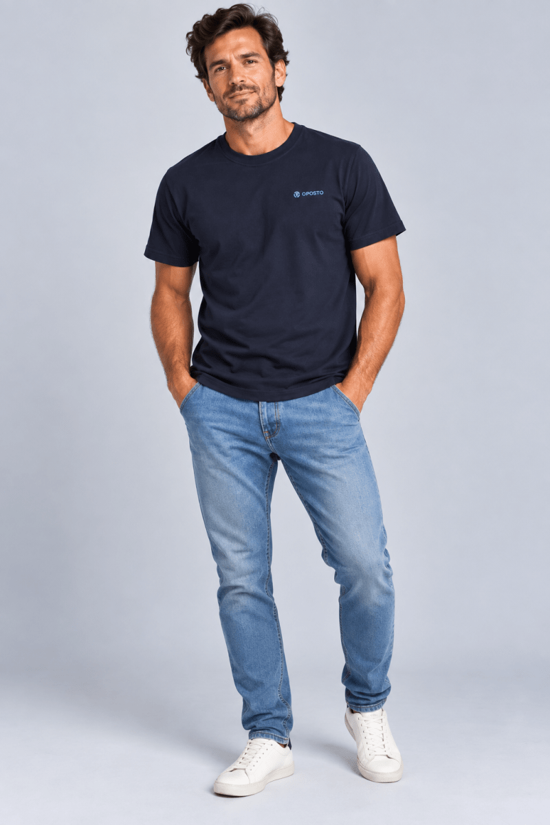 POLERA MANGA CORTA ESTAMPADA BASICA HOMBRE AZUL MARINO LI003N0794