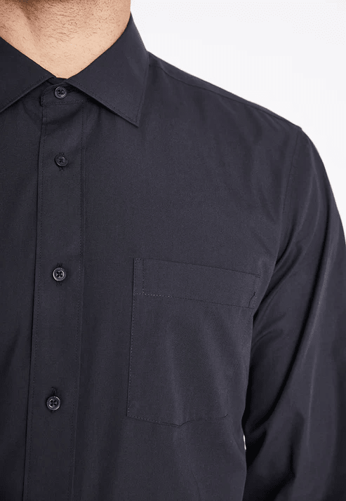 CAMISA FORMAL BASICA LISA REGULAR POPLIN NEGRA V6000N0093