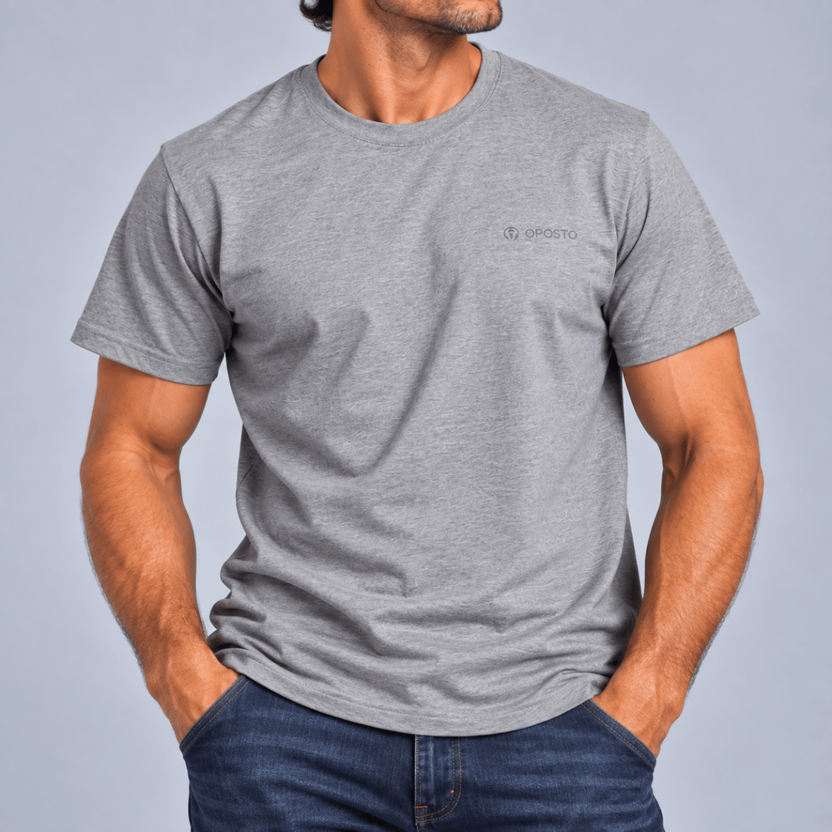 POLERA MANGA CORTA ESTAMPADA BASICA HOMBRE GRIS LI003N0031