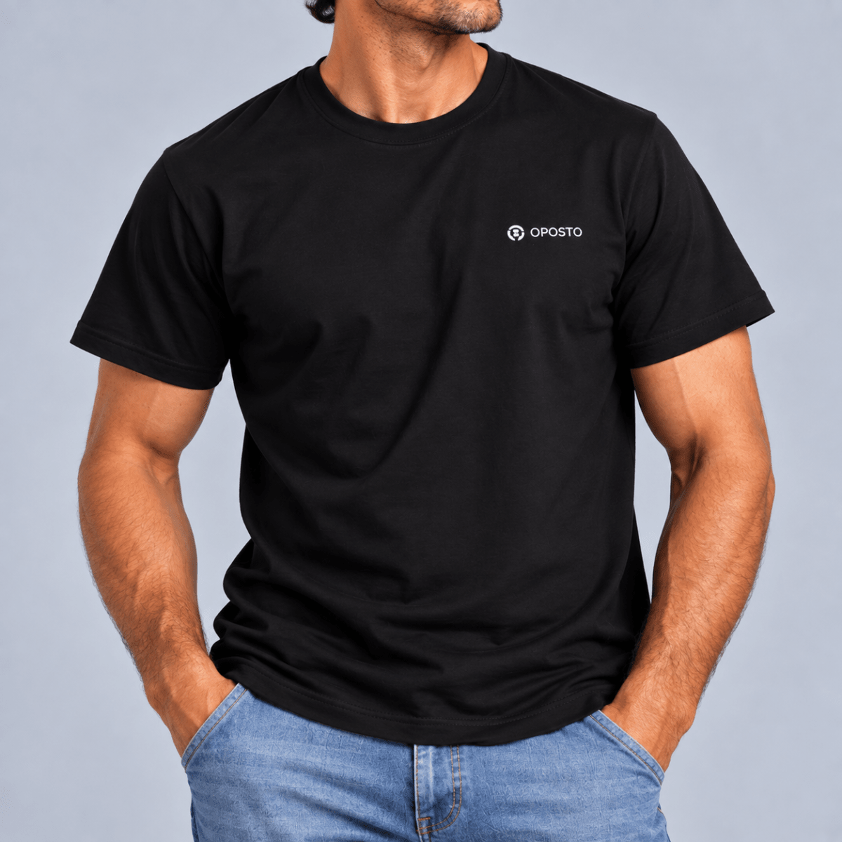 POLERA MANGA CORTA ESTAMPADA BASICA HOMBRE NEGRO LI003N0091