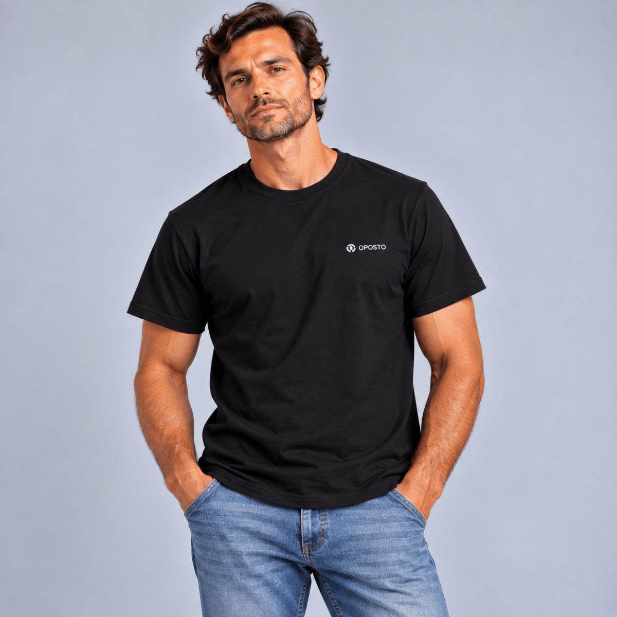 POLERA MANGA CORTA ESTAMPADA BASICA HOMBRE NEGRO LI003N0092