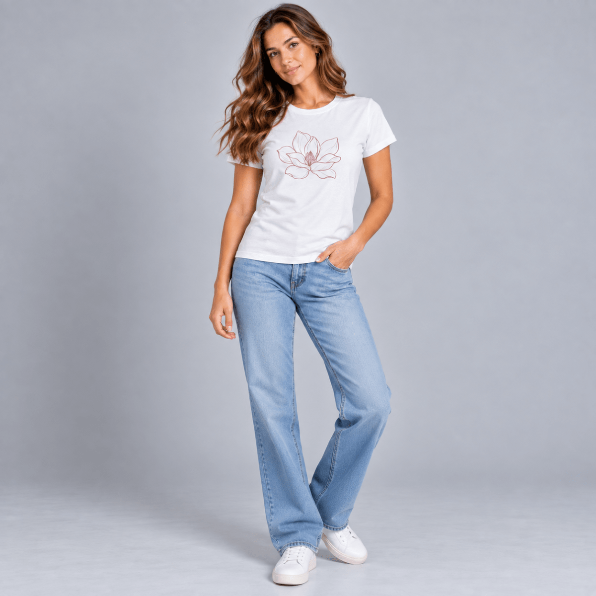 POLERA MANGA CORTA ESTAMPADA BLANCA MUJER LI100N0014