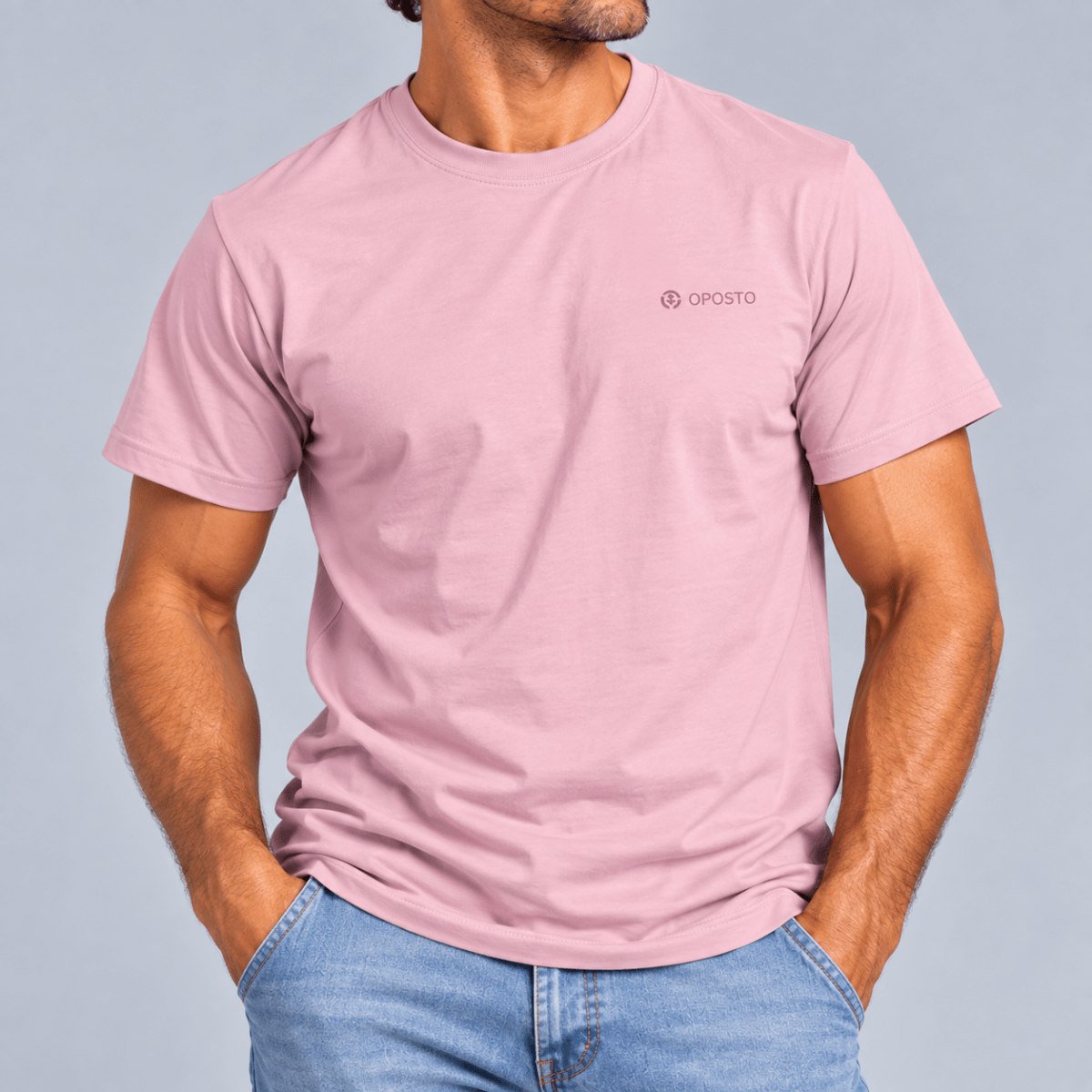 POLERA MANGA CORTA ESTAMPADA BASICA HOMBRE ROSADO LI003N0501