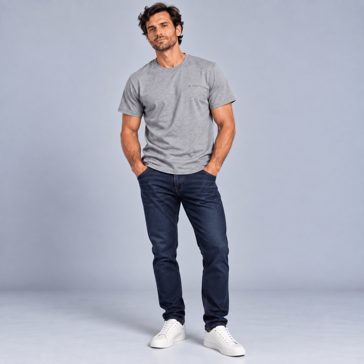 POLERA MANGA CORTA ESTAMPADA BASICA HOMBRE GRIS LI003N0034