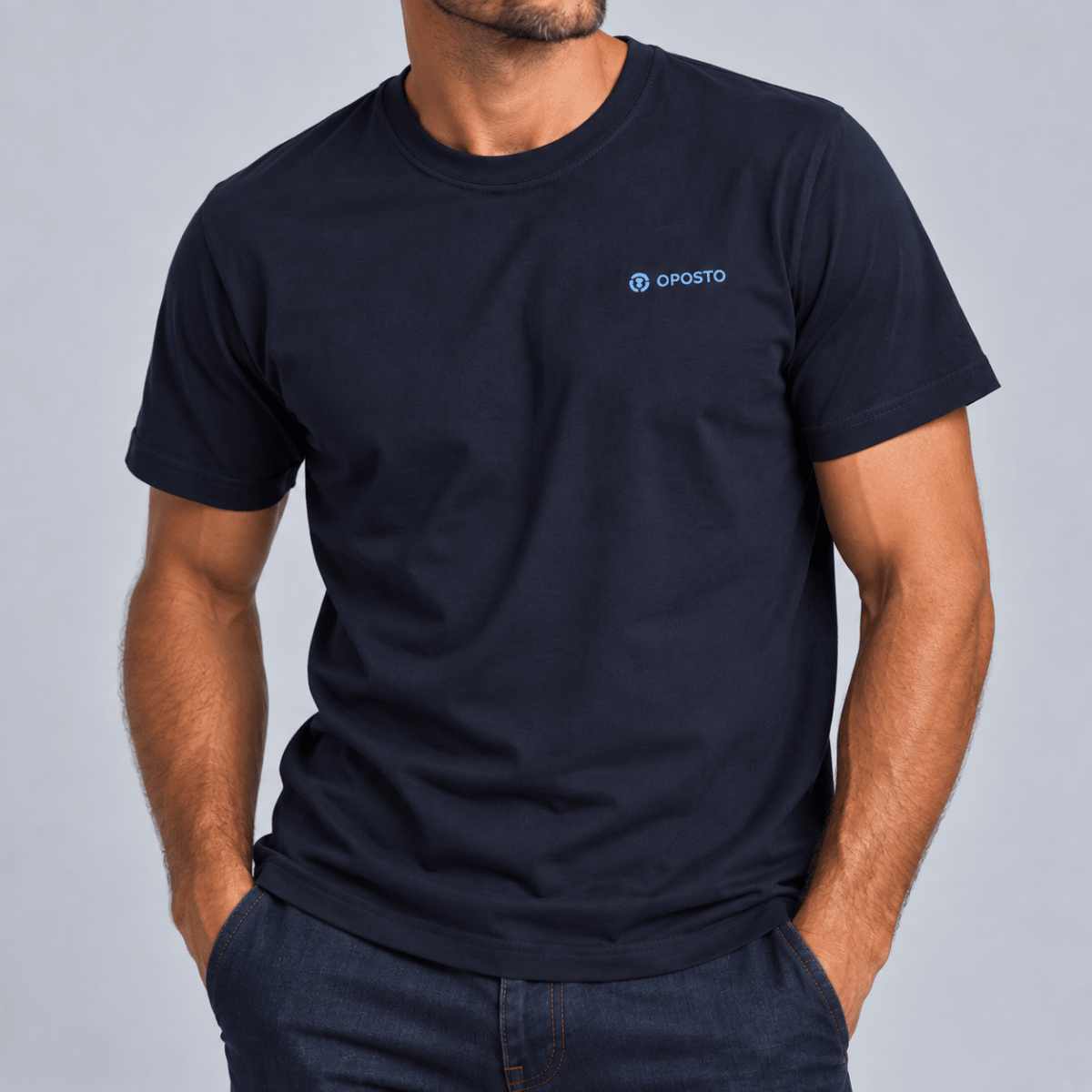POLERA MANGA CORTA ESTAMPADA BASICA HOMBRE AZUL MARINO LI003N0791