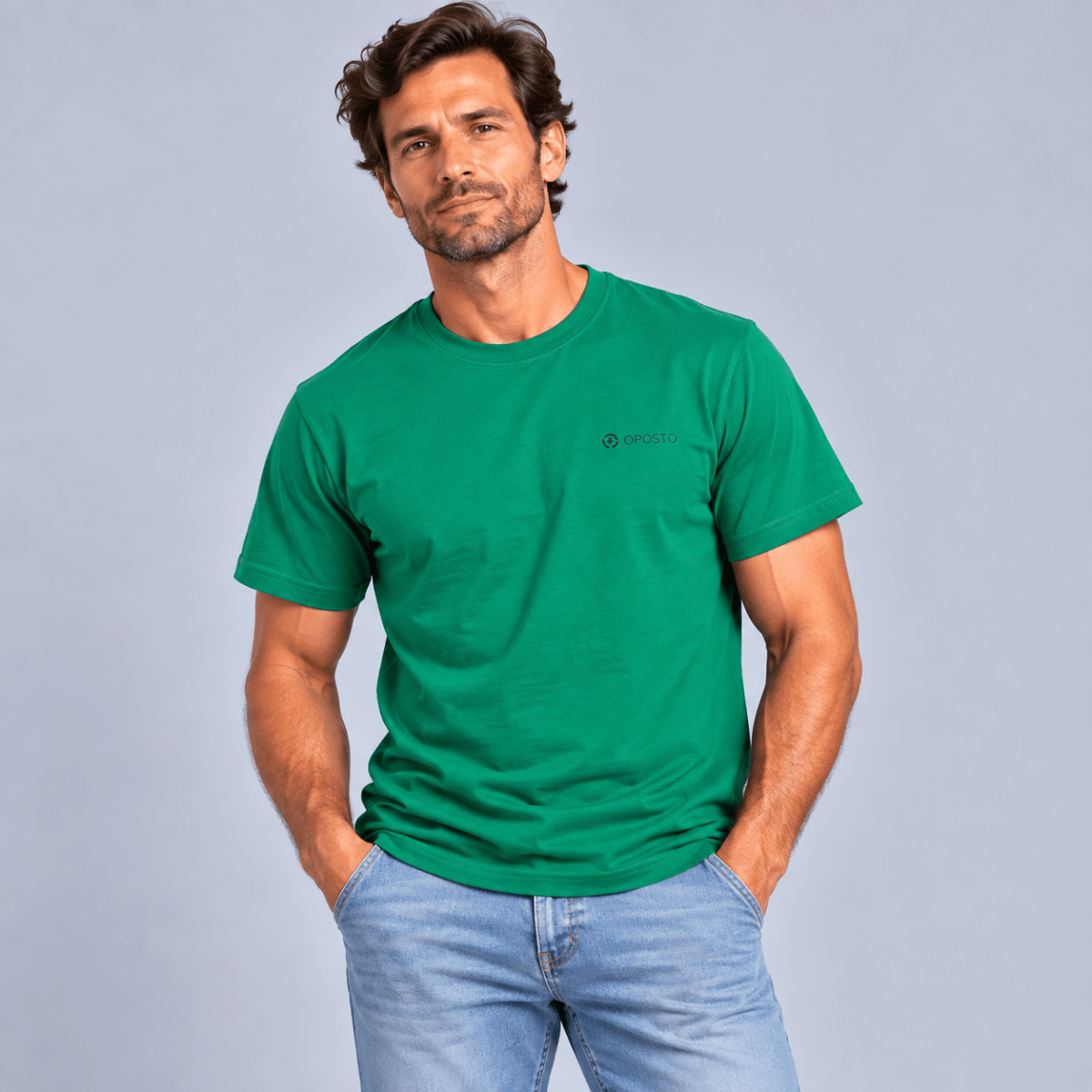 POLERA MANGA CORTA ESTAMPADA BASICA HOMBRE VERDE LI003N0112
