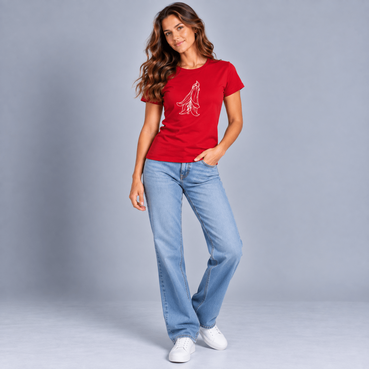 POLERA MANGA CORTA ESTAMPADA ROJO MUJER LI100N0544