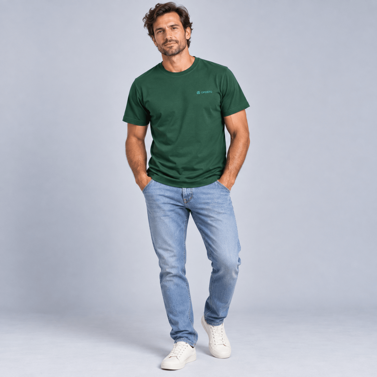 POLERA MANGA CORTA ESTAMPADA BASICA HOMBRE VERDE LI003N0174