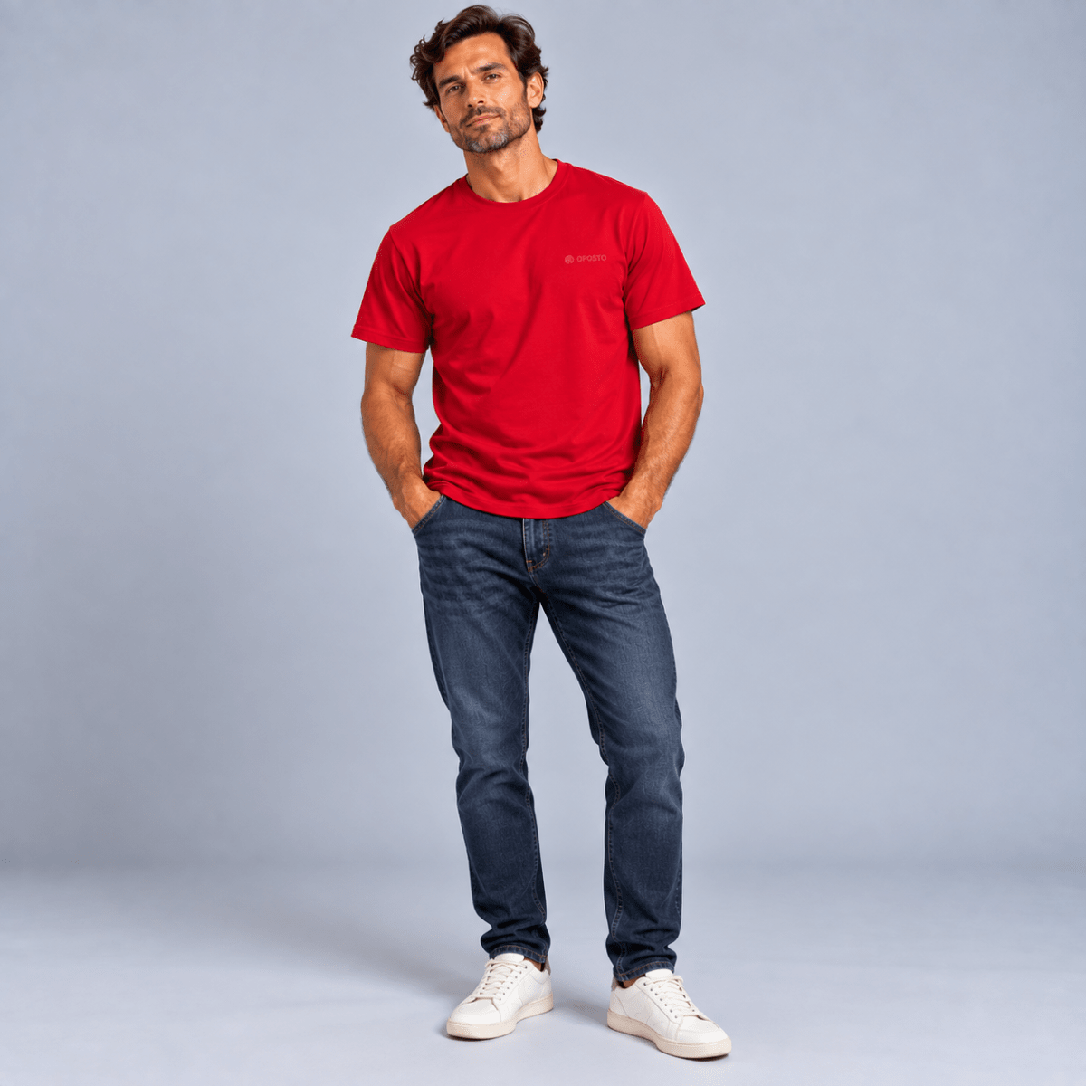 POLERA MANGA CORTA ESTAMPADA BASICA HOMBRE ROJO LI003N0544