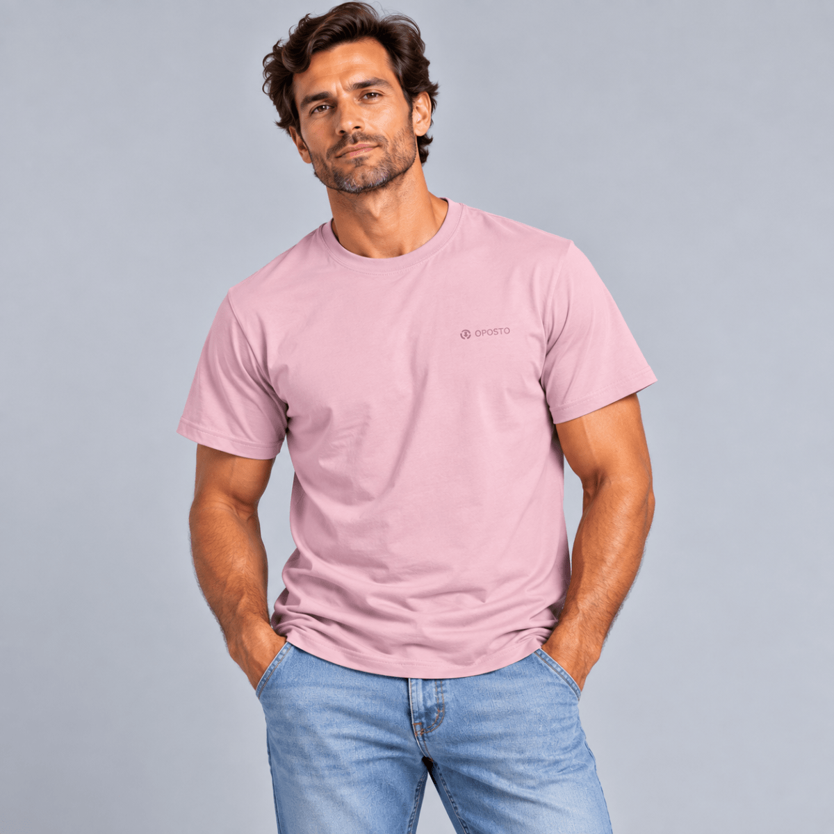 POLERA MANGA CORTA ESTAMPADA BASICA HOMBRE ROSADO LI003N0502