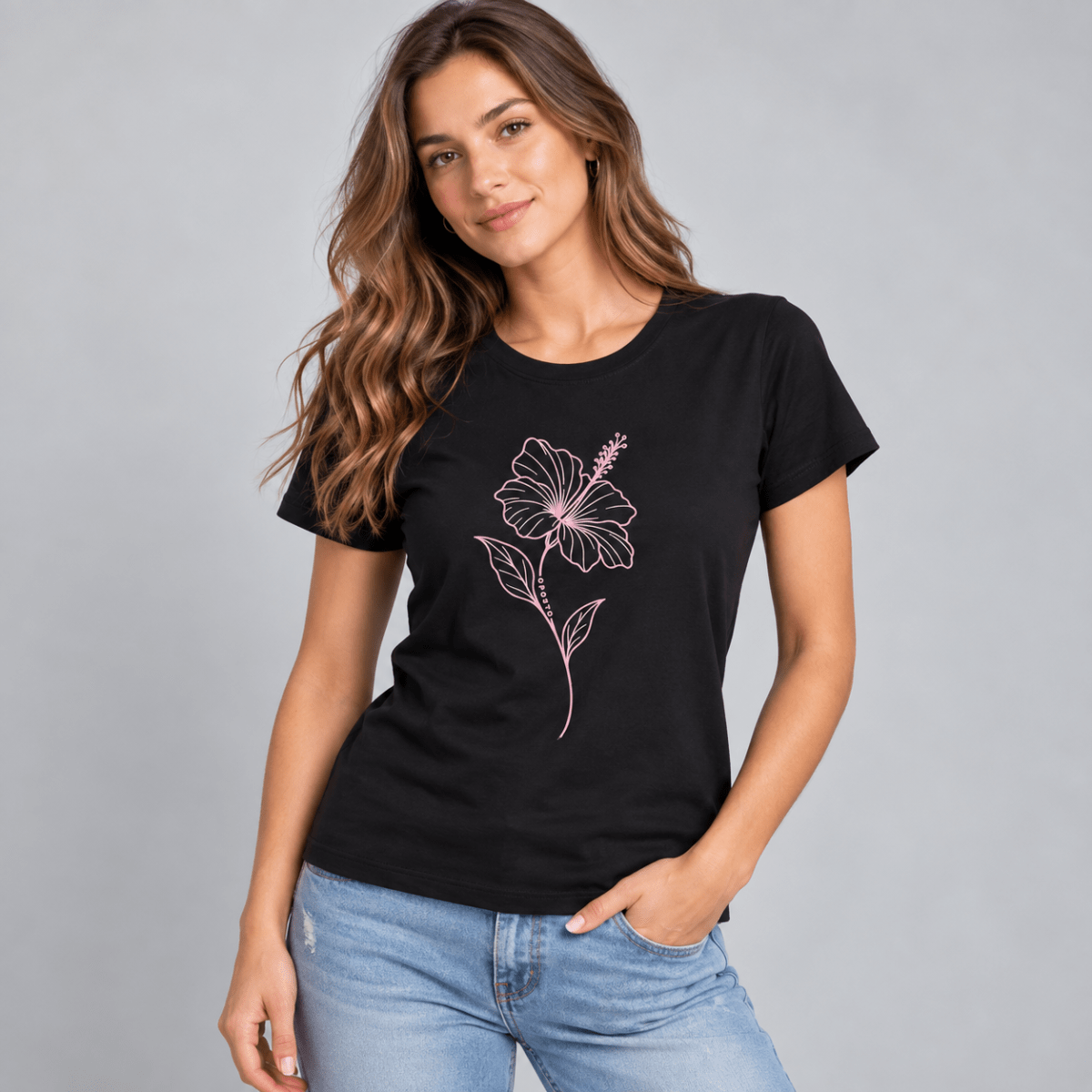 POLERA MANGA CORTA ESTAMPADA NEGRO MUJER LI100N0092