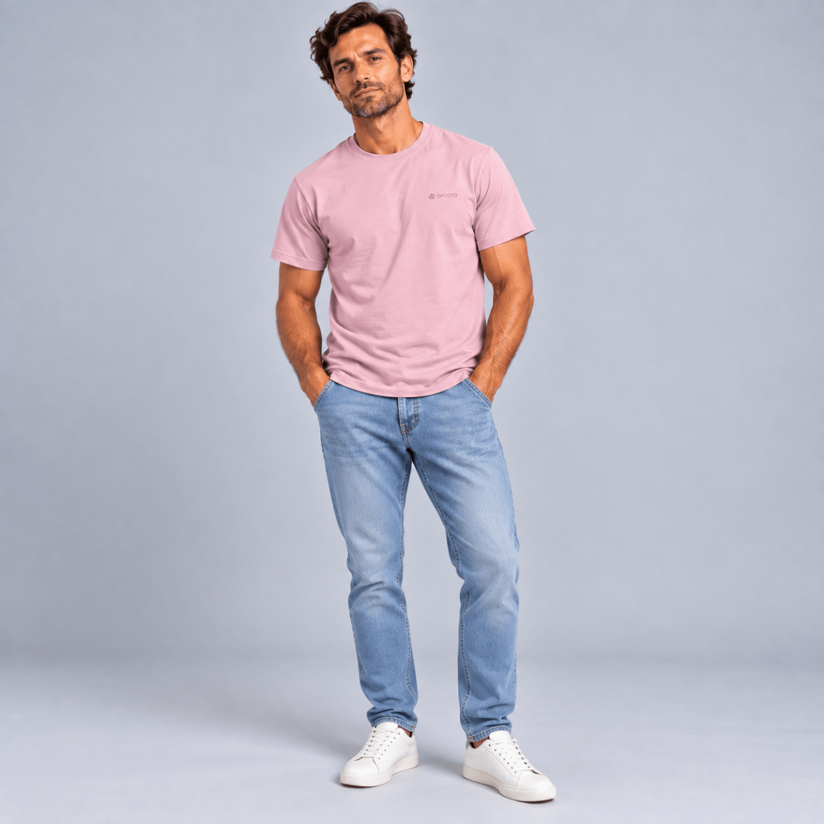 POLERA MANGA CORTA ESTAMPADA BASICA HOMBRE ROSADO LI003N0504
