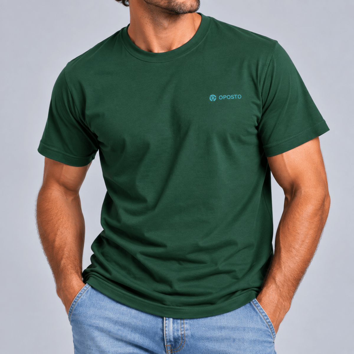 POLERA MANGA CORTA ESTAMPADA BASICA HOMBRE VERDE LI003N0171