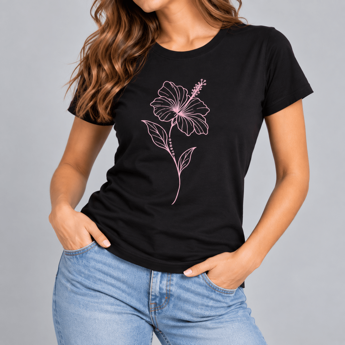 POLERA MANGA CORTA ESTAMPADA NEGRO MUJER LI100N0091
