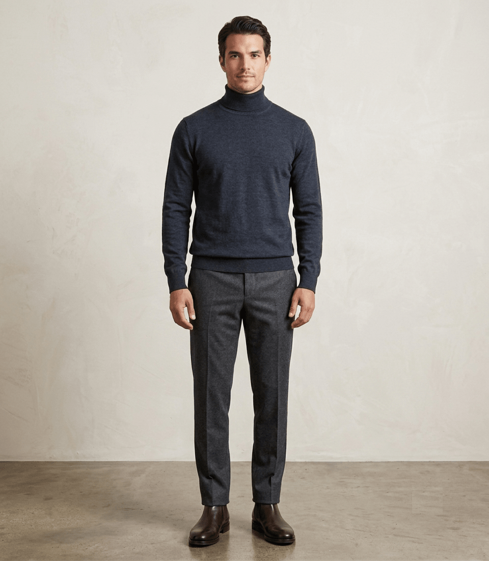 SWEATER CUELLO TORTUGA 100% ALGODON AZUL MARINO I6000N0792