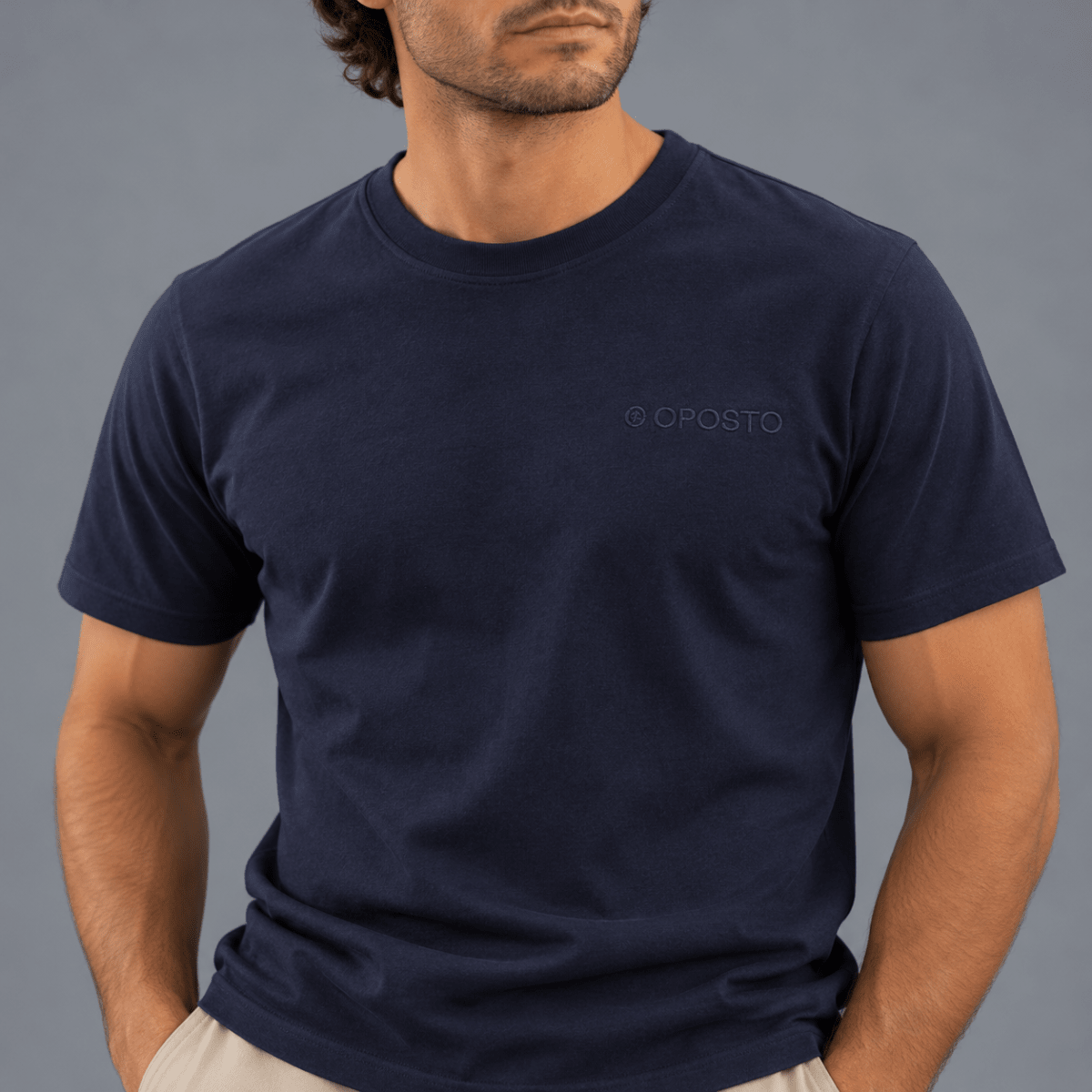 POLERA MANGA CORTA BASICA OPOSTO AZUL MARINO LI000N0791
