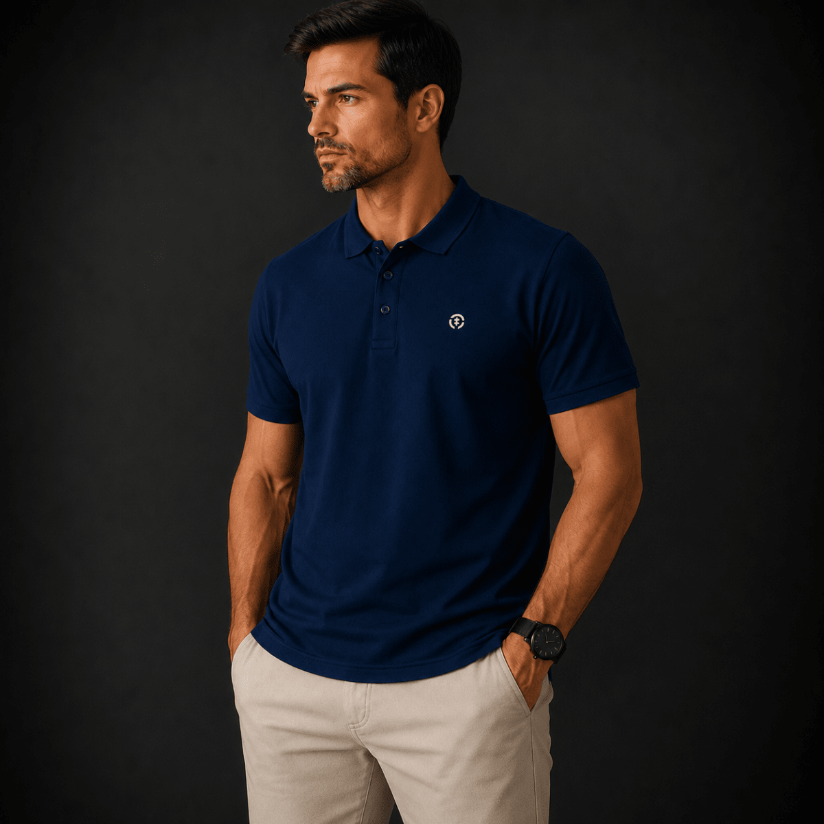 POLO MANGA CORTA PIQUE AZUL MARINO V7000N0793