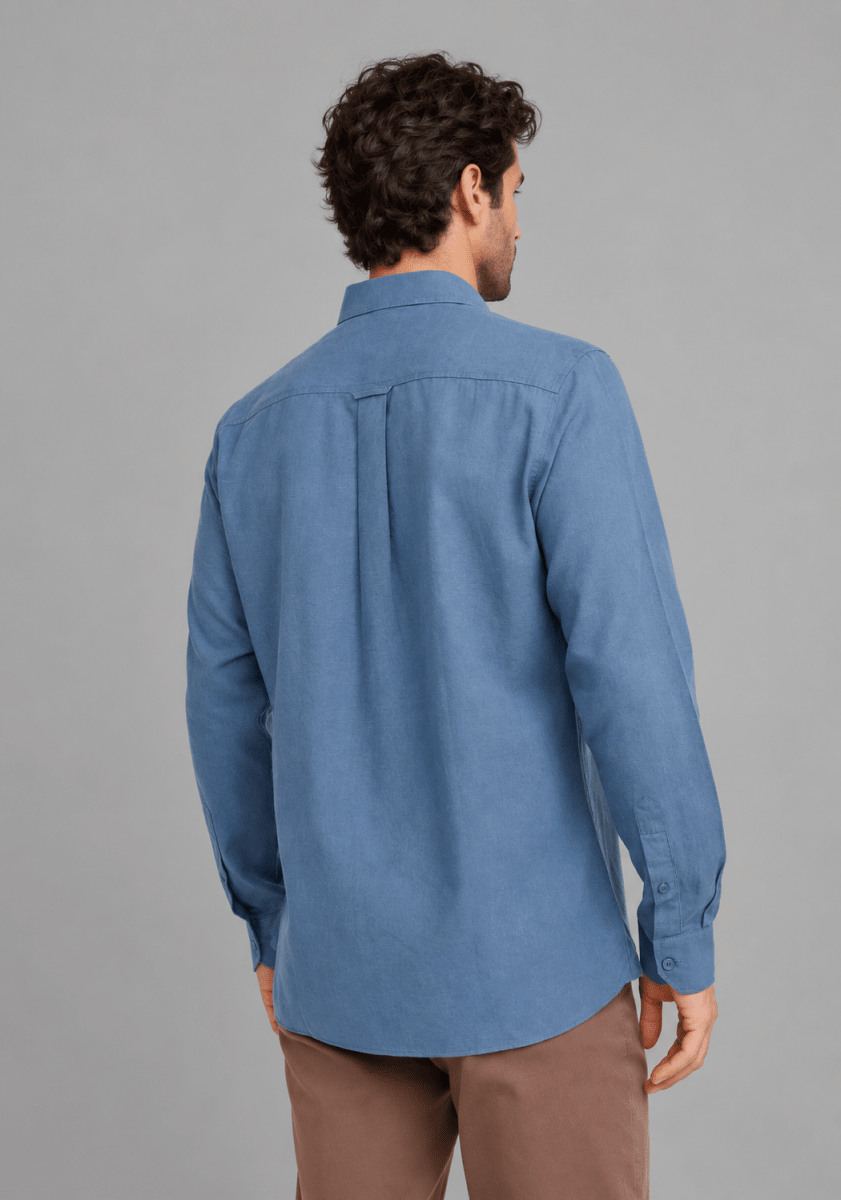 CAMISA MANGA LARGA DE LINO AZUL PIEDRA V7000N0743