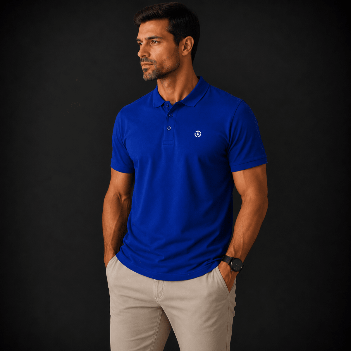 POLO MANGA CORTA PIQUE AZUL ROYAL V7000N0763