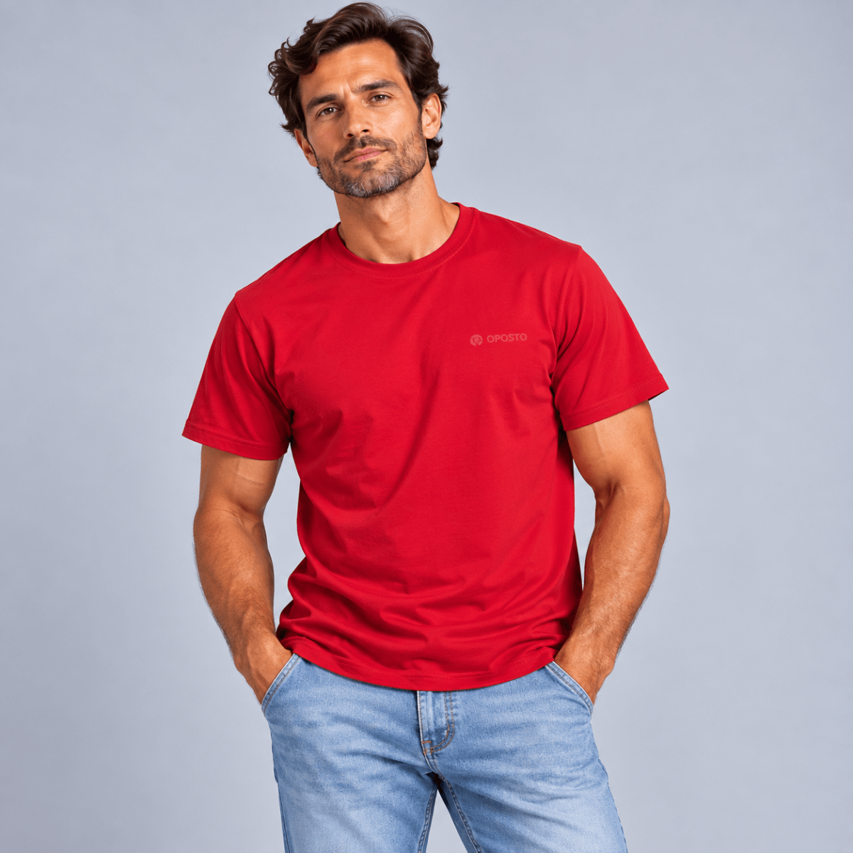 POLERA MANGA CORTA ESTAMPADA BASICA HOMBRE ROJO LI003N0542