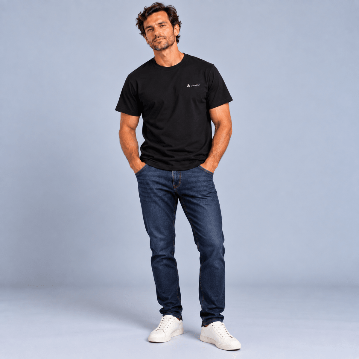 POLERA MANGA CORTA ESTAMPADA BASICA HOMBRE NEGRO LI003N0094