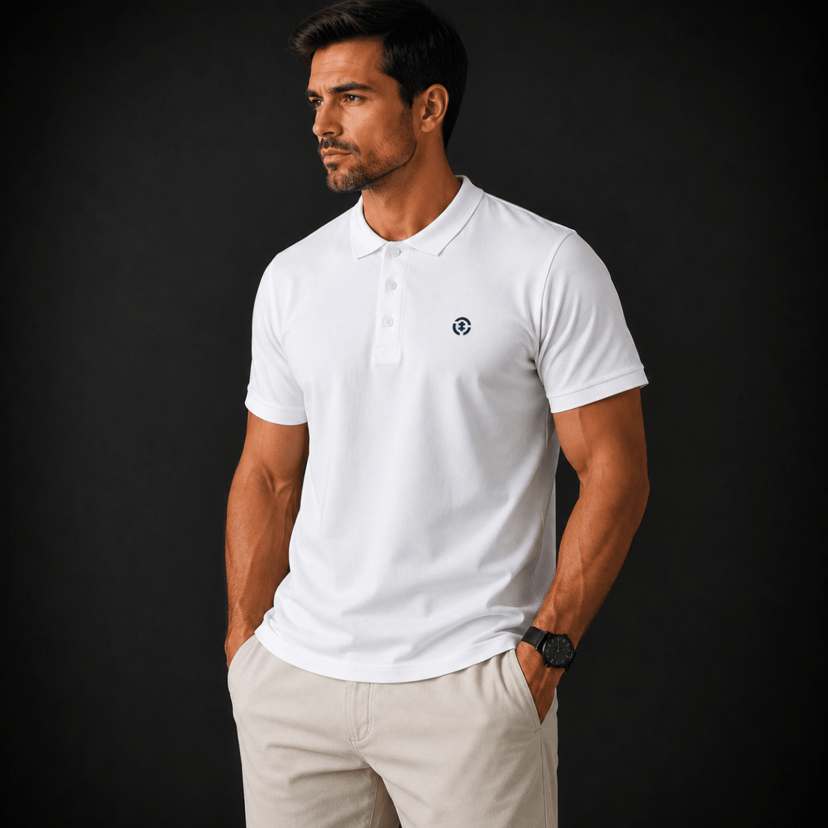 POLO MANGA CORTA PIQUE BLANCA V7000N0013