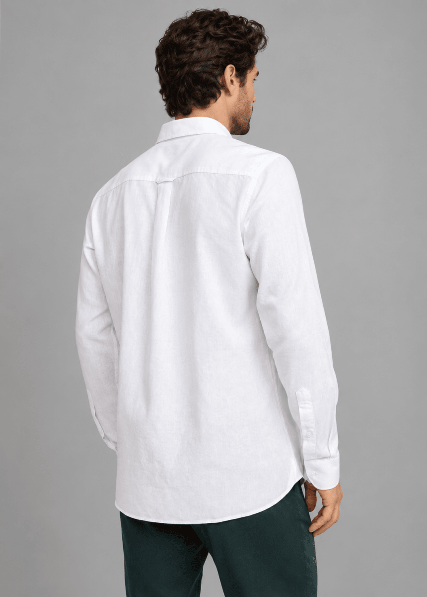 CAMISA MANGA LARGA DE LINO BLANCO V7000N0013
