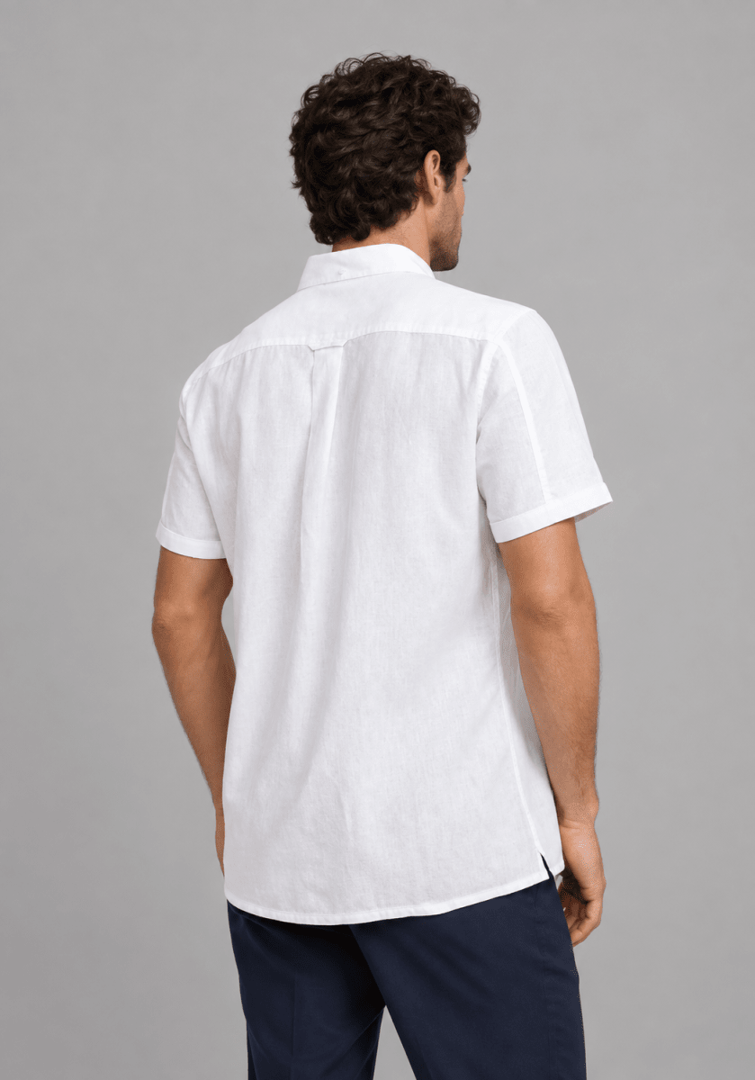 CAMISA MANGA CORTA DE LINO BLANCO V7000N0013