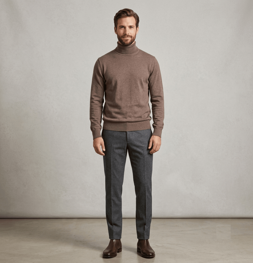 SWEATER CUELLO TORTUGA 100% ALGODON CAFE I6000N0392