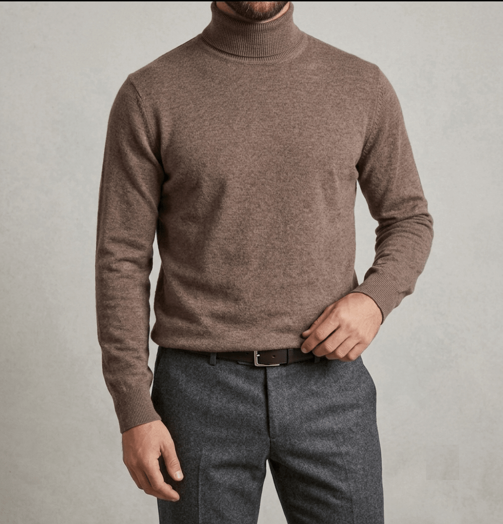 SWEATER CUELLO TORTUGA 100% ALGODON CAFE I6000N0391