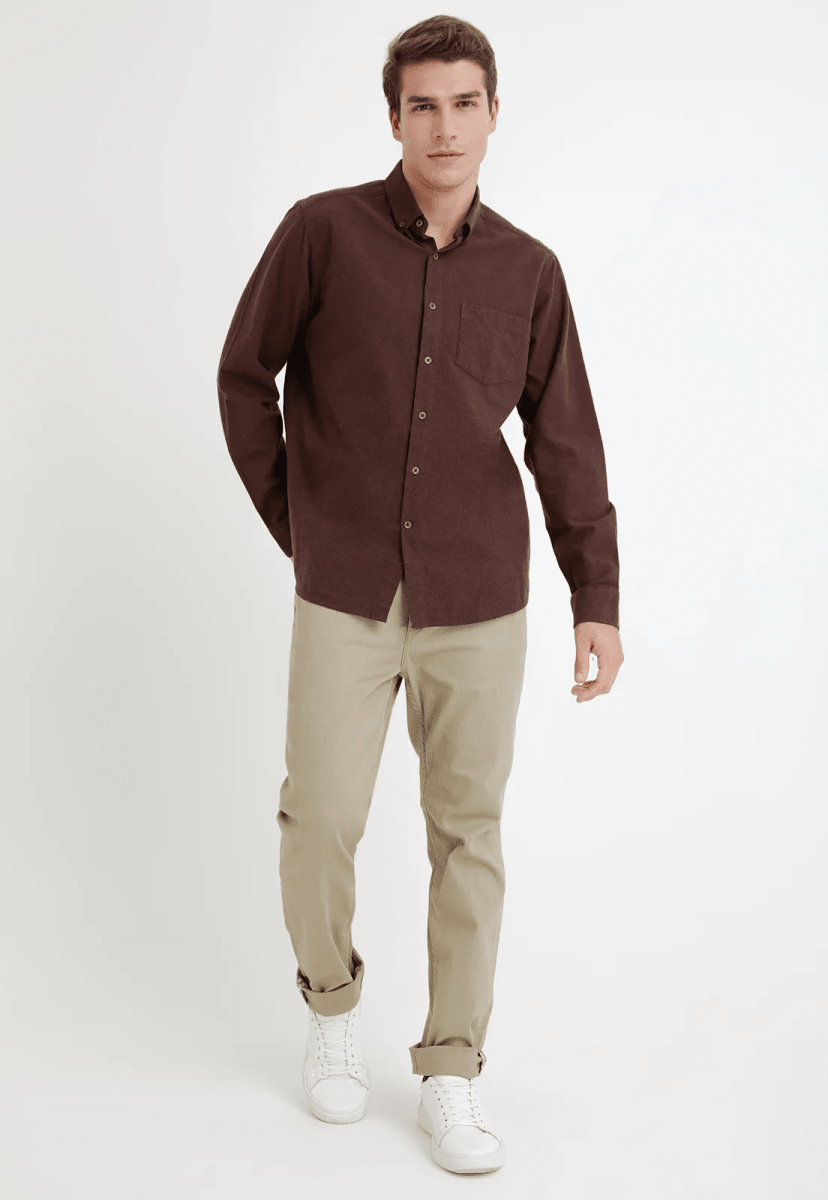 CAMISA HOMBRE FRANELA CAFÉ I5000N0374