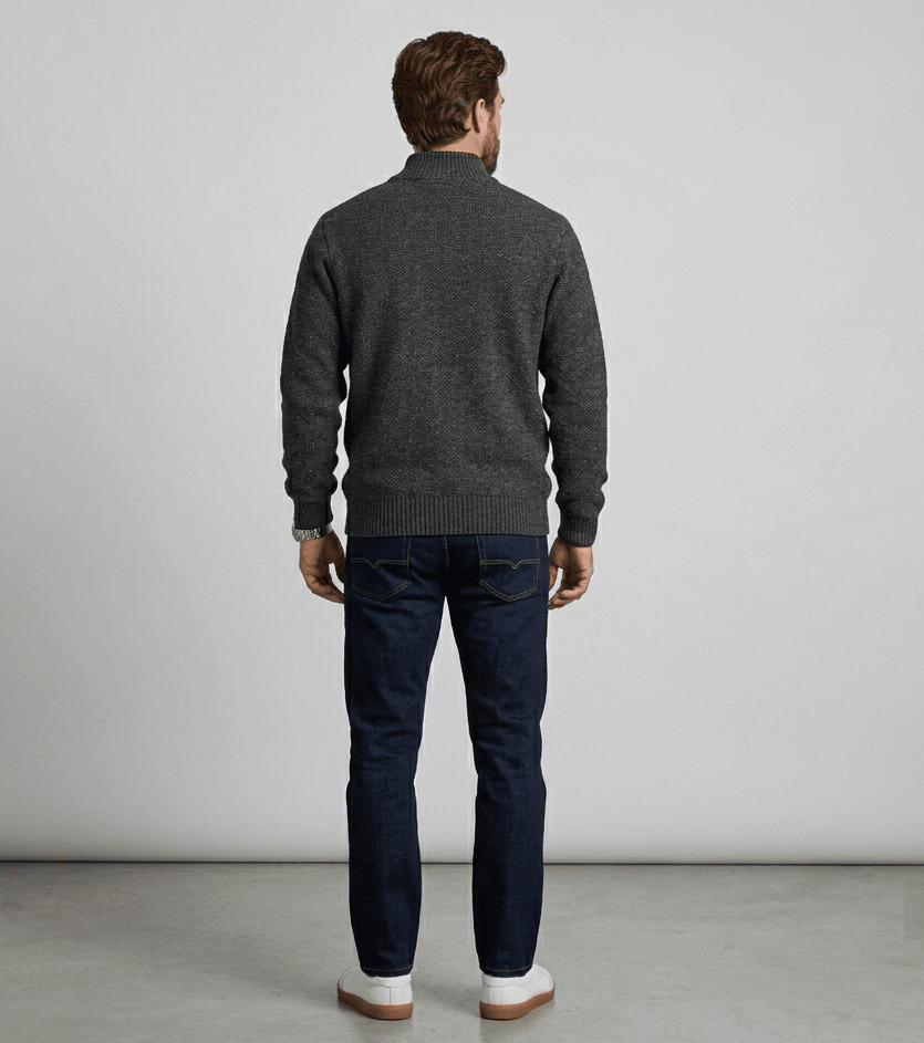SWEATER FULL ZIP ALGODON CON INTERIOR DE POLAR CARBON I6001N0053