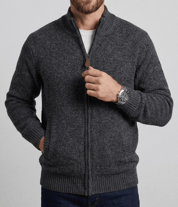 SWEATER FULL ZIP ALGODON CON INTERIOR DE POLAR CARBON I6001N0051