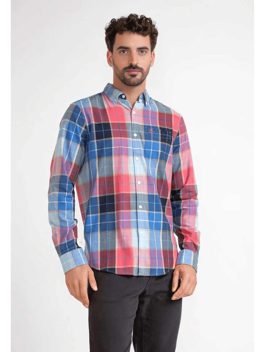CAMISA A CUADROS AZUL V6000N0771
