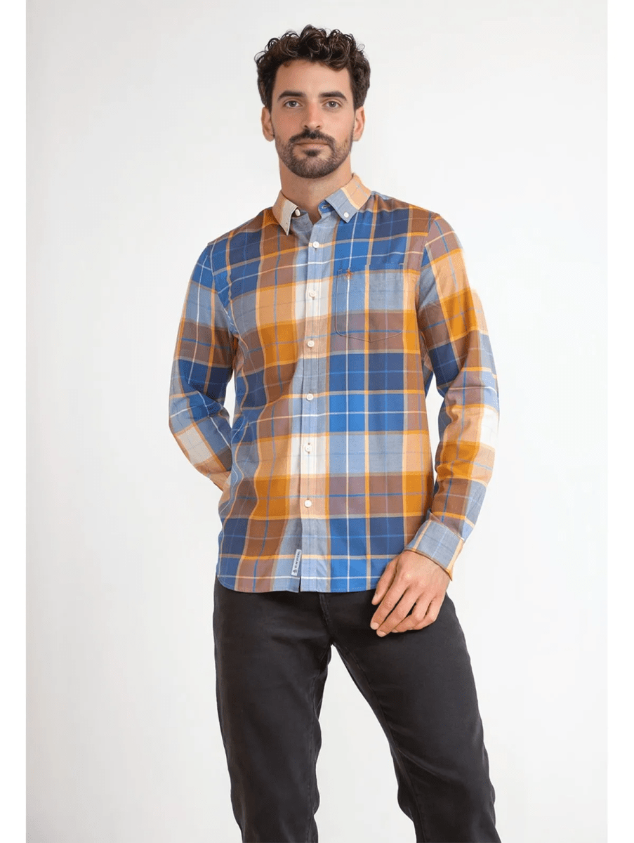 CAMISA A CUADROS MOSTAZA V6000N0991