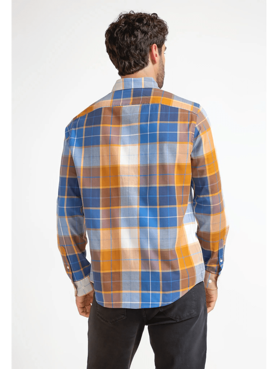 CAMISA A CUADROS MOSTAZA V6000N0992