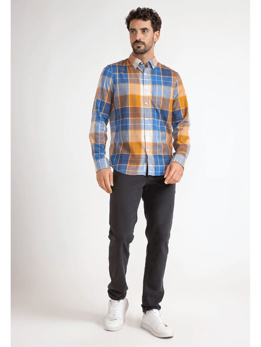 CAMISA A CUADROS MOSTAZA V6000N0994