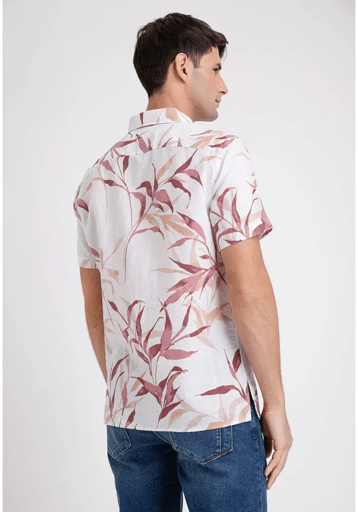 CAMISA MANA CORTA HOMBRE LINO ESTAMPADA ROSA VIEJO V6000N0522