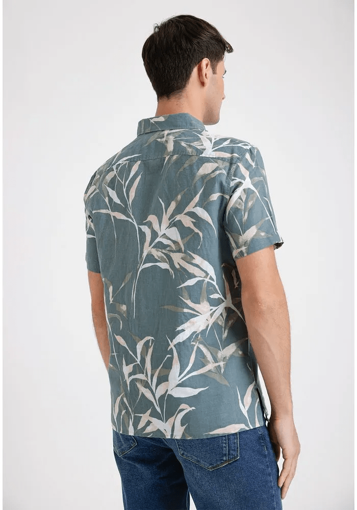 CAMISA MANA CORTA HOMBRE LINO ESTAMPADA VERDE V6000N0122