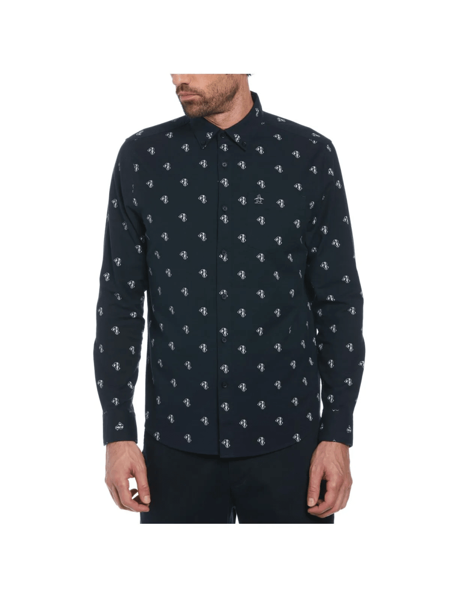 CAMISA CASUAL OXFORD ESTAMPADO AZUL MARINO V6001N0791