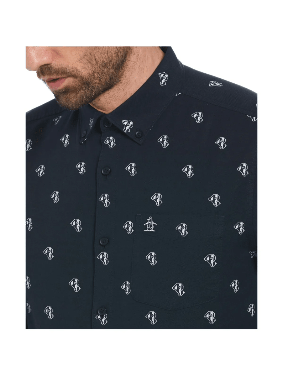 CAMISA CASUAL OXFORD ESTAMPADO AZUL MARINO V6001N0793