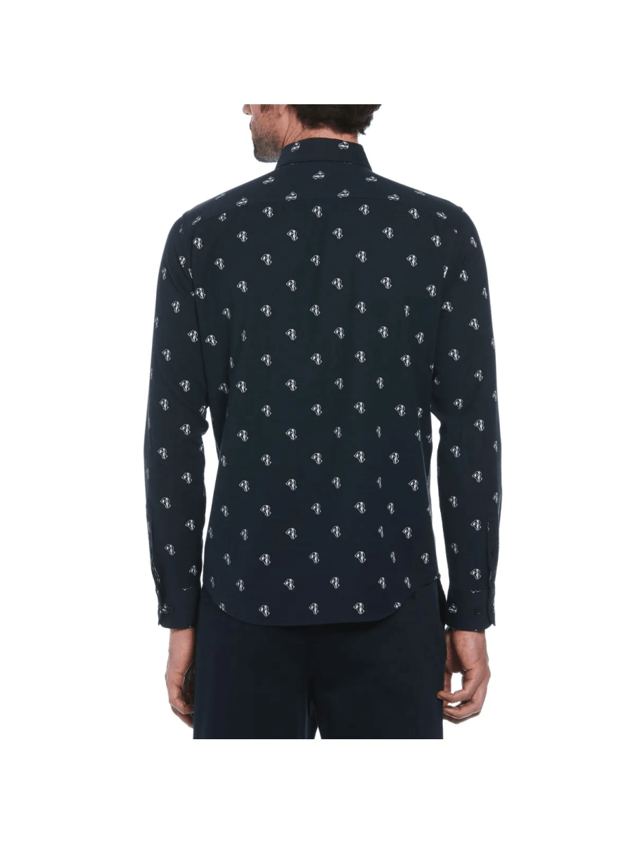 CAMISA CASUAL OXFORD ESTAMPADO AZUL MARINO V6001N0792